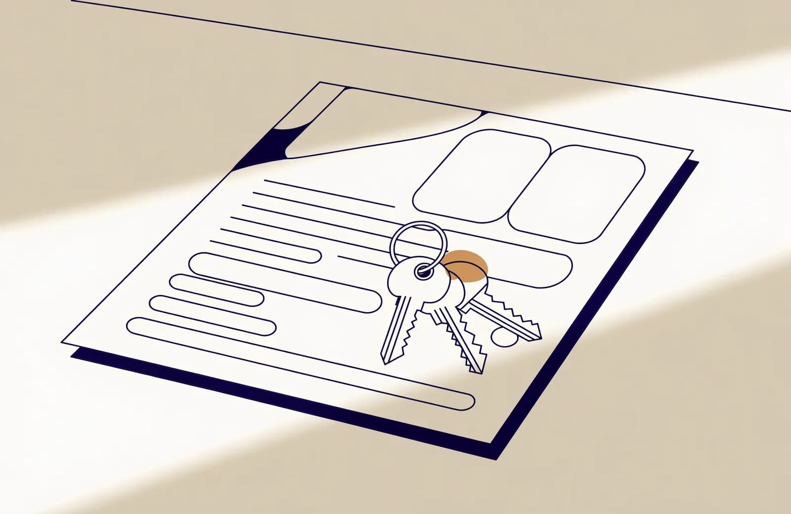 House keys resting on a filed loan document
